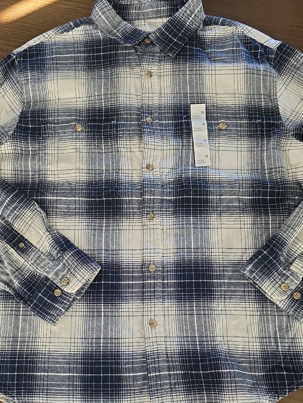 Goodfellow & Co Navy and White Plaid Button-Down Shirt